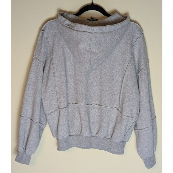 Boohoo Women’s Small Patchwork Full Zip Oversized Gray Hoodie Cozy Comfort Relax - Picture 2 of 7